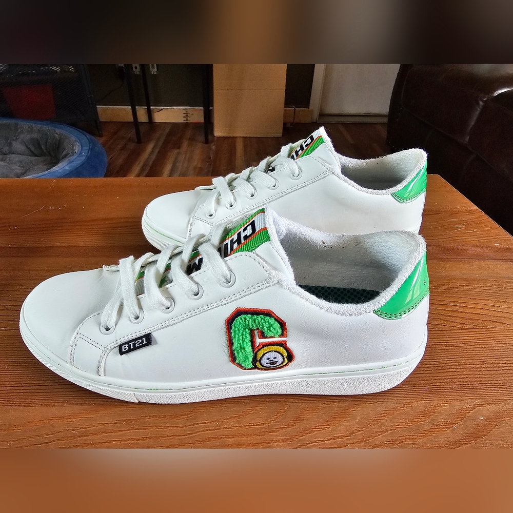 Skechers Women's Size 7.5 BT21 Chimmy BTS Jimin White Green Sneakers - Picture 6 of 8